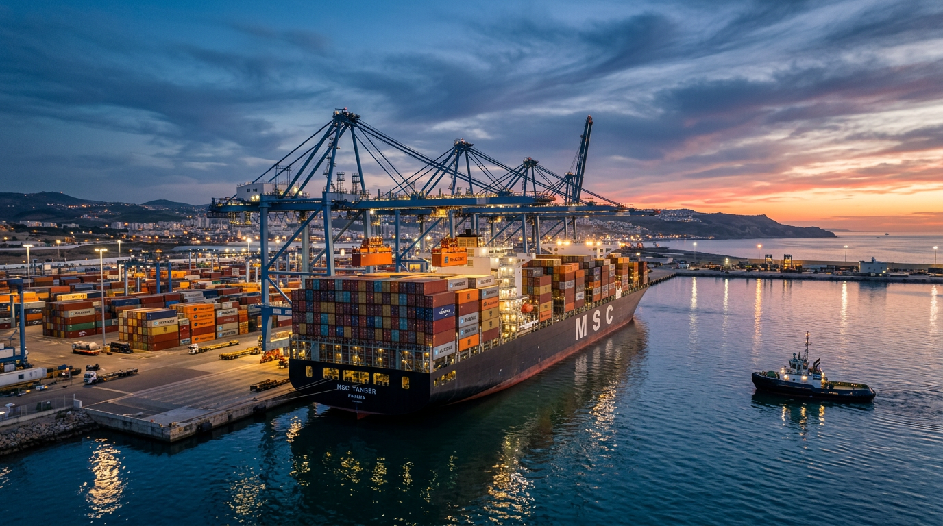 Container ship at Moroccan port